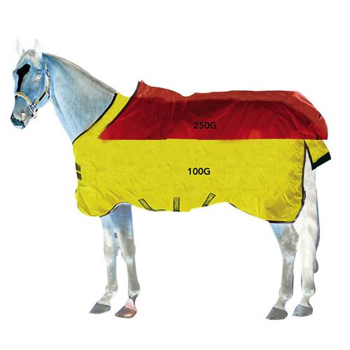 Horseware Rambo Wug Medium Turnout Blanket with Vari-Layer Brown with Baby Blue