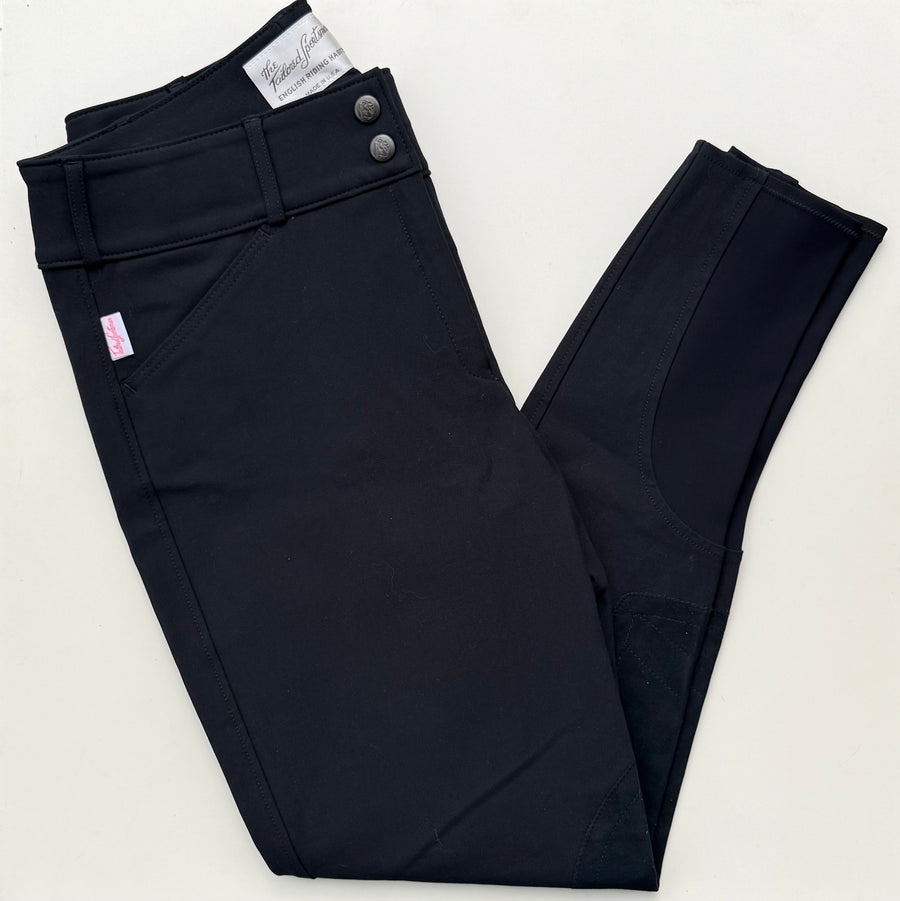 Tailored Sportsman Mid Rise Boot Sock Breech in Black with Black Patch