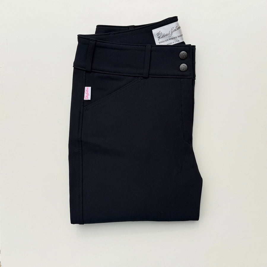 Tailored Sportsman Mid Rise Boot Sock Breech in Black with Black Patch