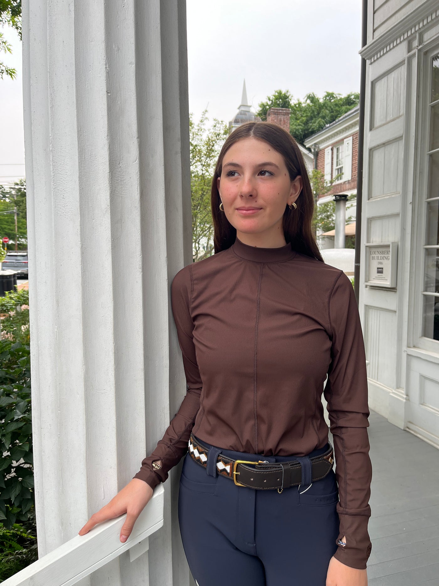 Hannah Childs Cameron Rib Mock Neck Performance Top