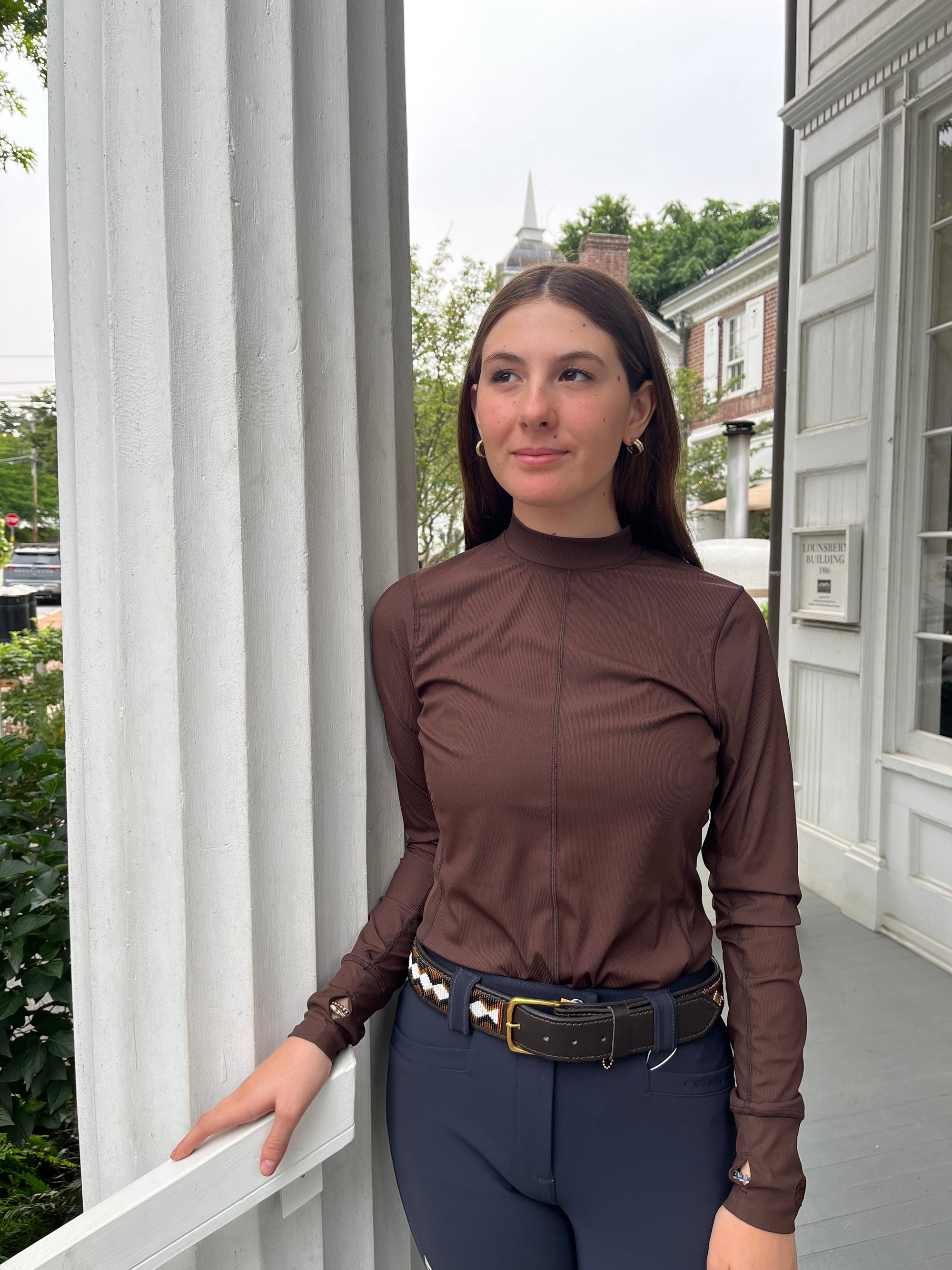 Hannah Childs Cameron Rib Mock Neck Performance Top