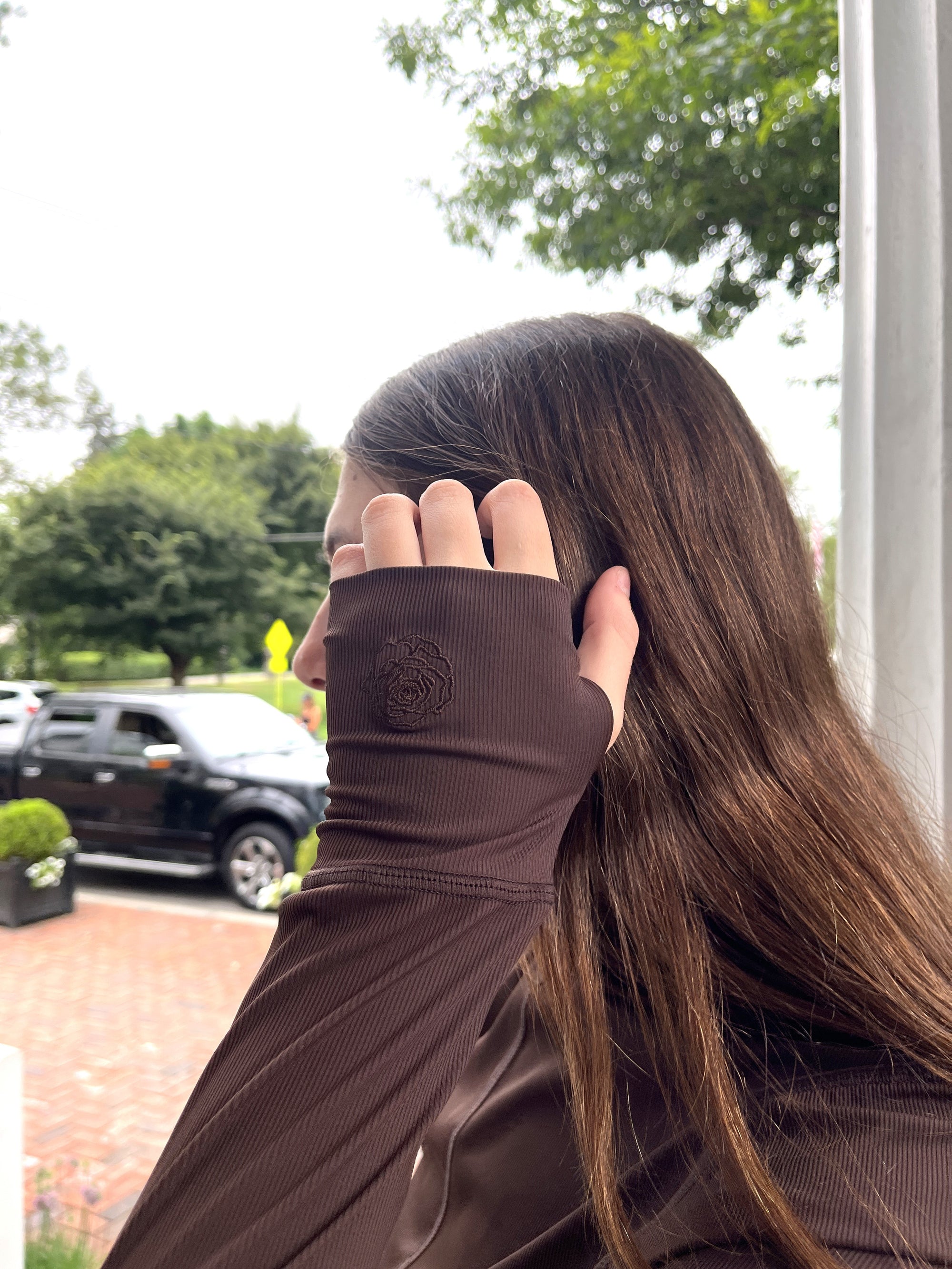 Hannah Childs Cameron Rib Mock Neck Performance Top