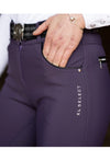 A rider wearing KL Select Gabriella Breeches in Blackberry