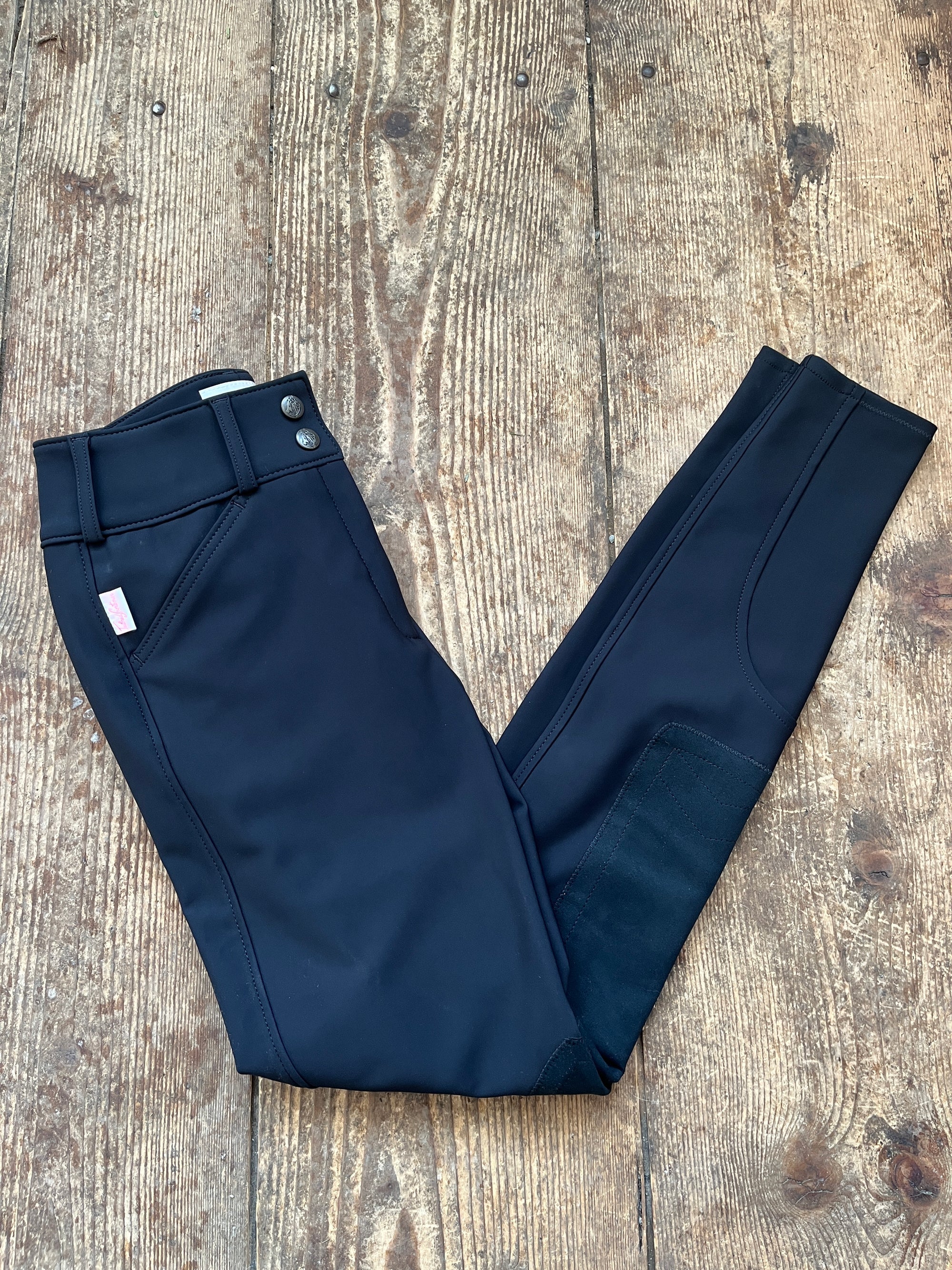 Tailored Sportsman Mid Rise Boot Sock Breech in Black with Black Patch