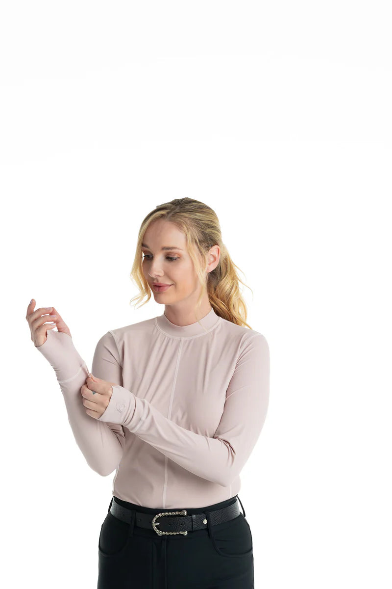 Hannah Childs Cameron Rib Mock Neck Performance Top