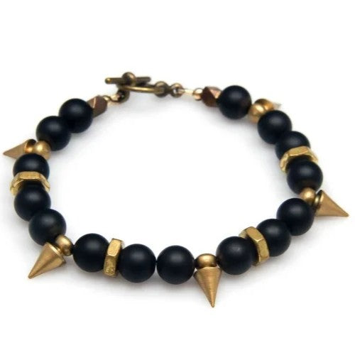 Rachel Nathan Matte Black Agate Bracelet