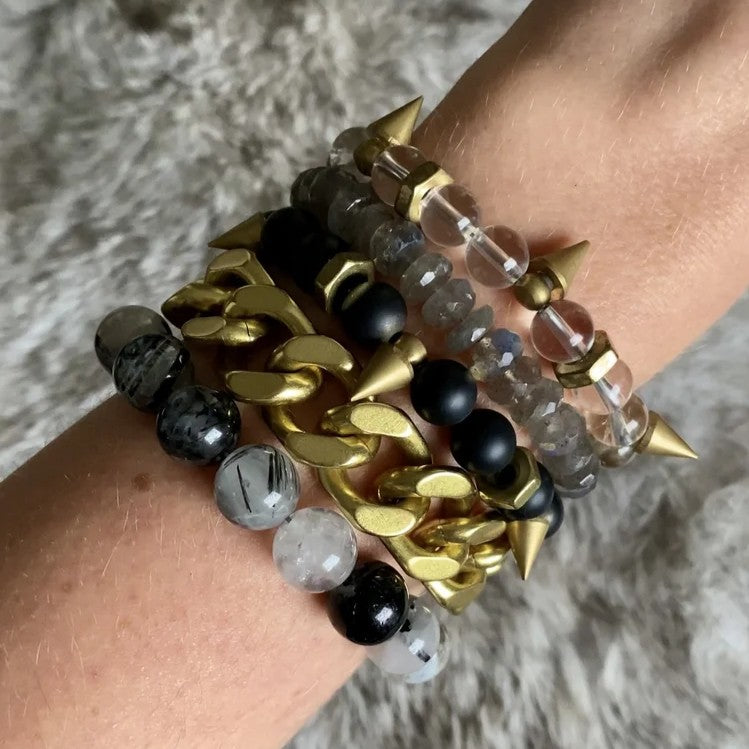 Rachel Nathan Matte Black Agate Bracelet