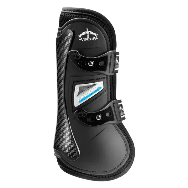 Veredus Carbon Gel Fetlock Boot with carbon fiber design, equestrian leg protection for horse riding