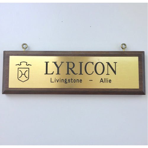 Traditional Brass Stall Plate on Wood