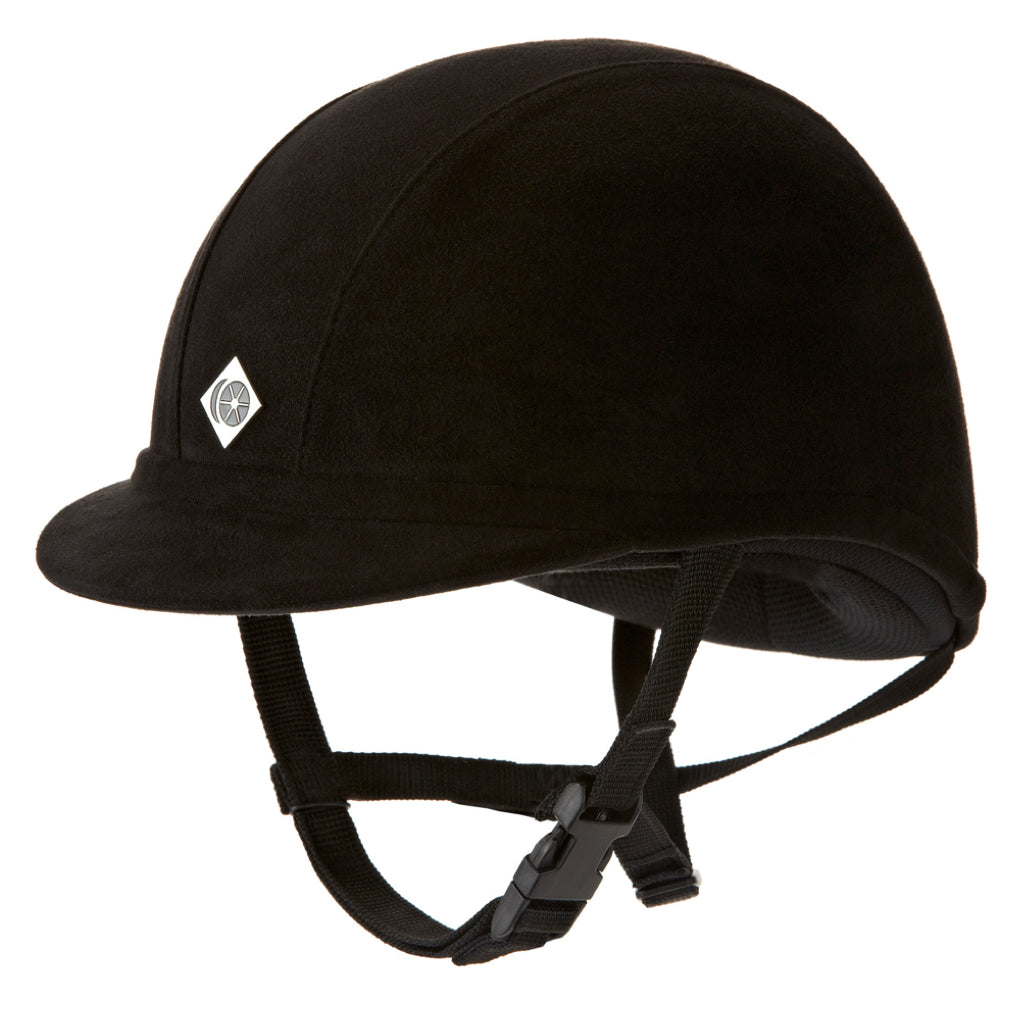 Charles Owen jR8 Round Suede Riding Helmet Black