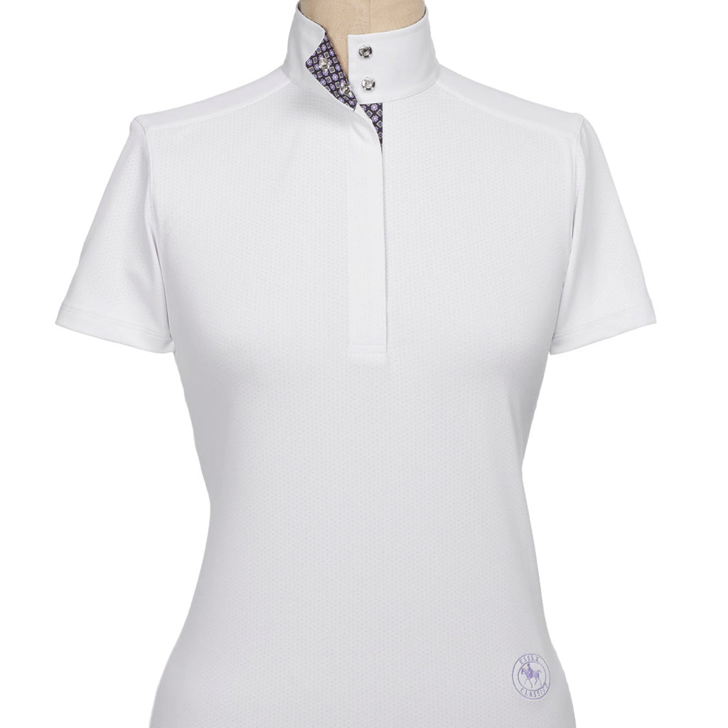 Essex Classics Women's Straight Collar Euro Talent Yarn Short Sleeve Show Shirt