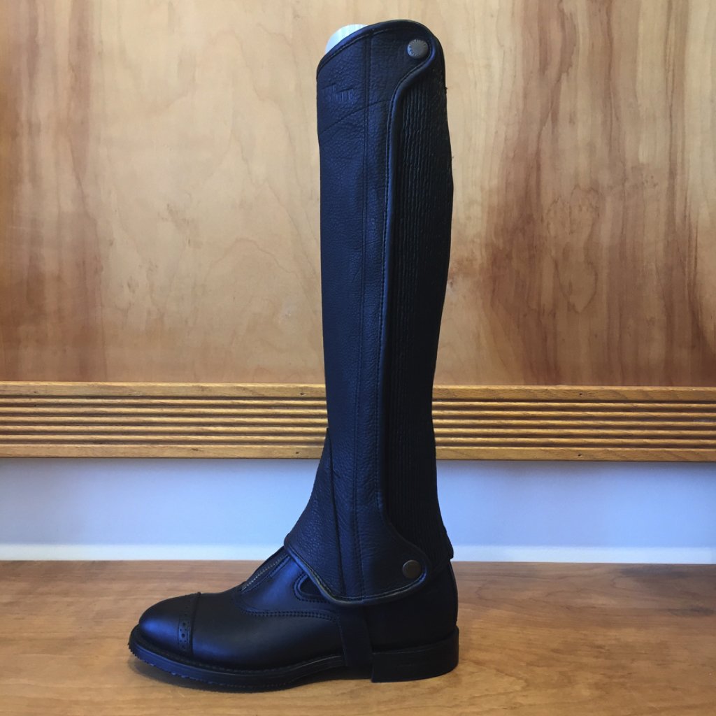 Grand Prix Elite Leather Half Chaps Black