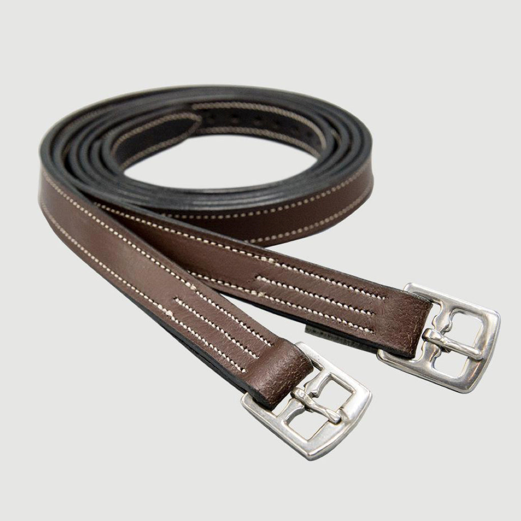 Hadfield's Flat Edge-Stitched Stirrup Leathers Brown