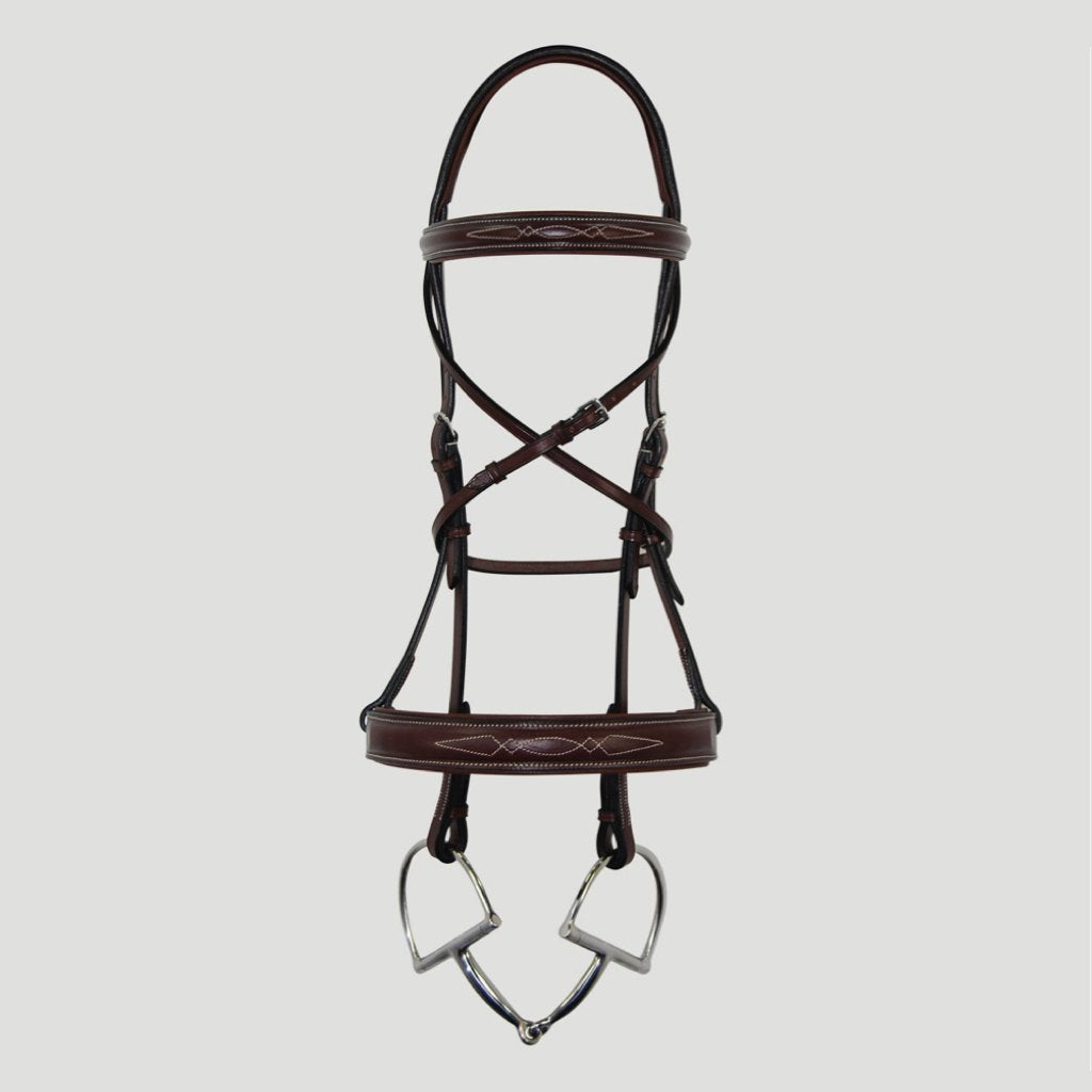 Hadfield's Raised Double Diamond Stitched Wide Noseband Hunter Bridle