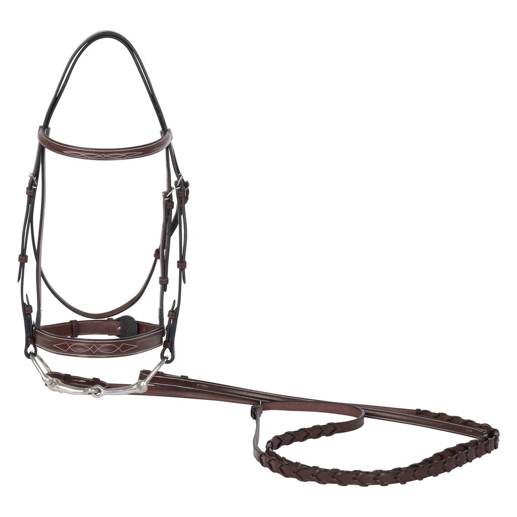 Huntley Equestrian Square Raised Fancy Stitched Hunter Bridle Australian Nut