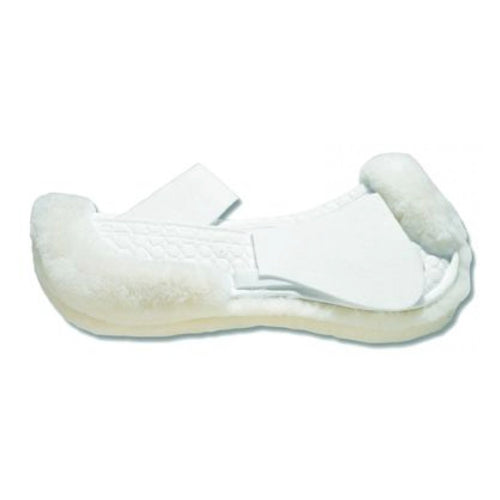 Mattes Gold Sheepswool Dressage Correction Half Pad with Rear Trim White