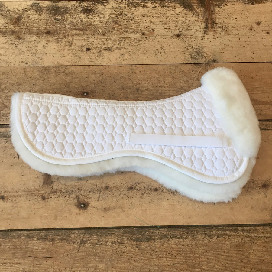 Mattes Gold Sheepswool Dressage Half Pad without Rear Trim White