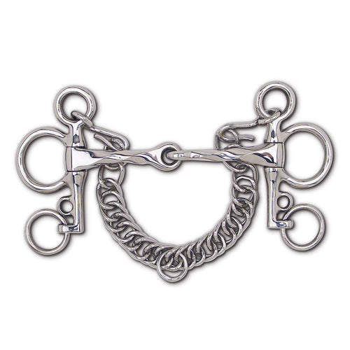 Slow Twist Jointed Tom Thumb Pelham Bit with 4" Cheeks