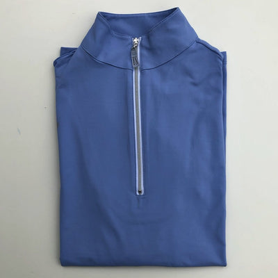 Tailored Sportsman Women's Icefil Zip Long Sleeve Sun Shirt Arctic Blue with Silver Zipper