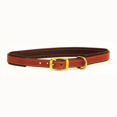 Tory Padded Leather Dog Collar Oakbark with Havana
