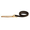 Tory Padded Leather Lead with 24" Brass Chain Black