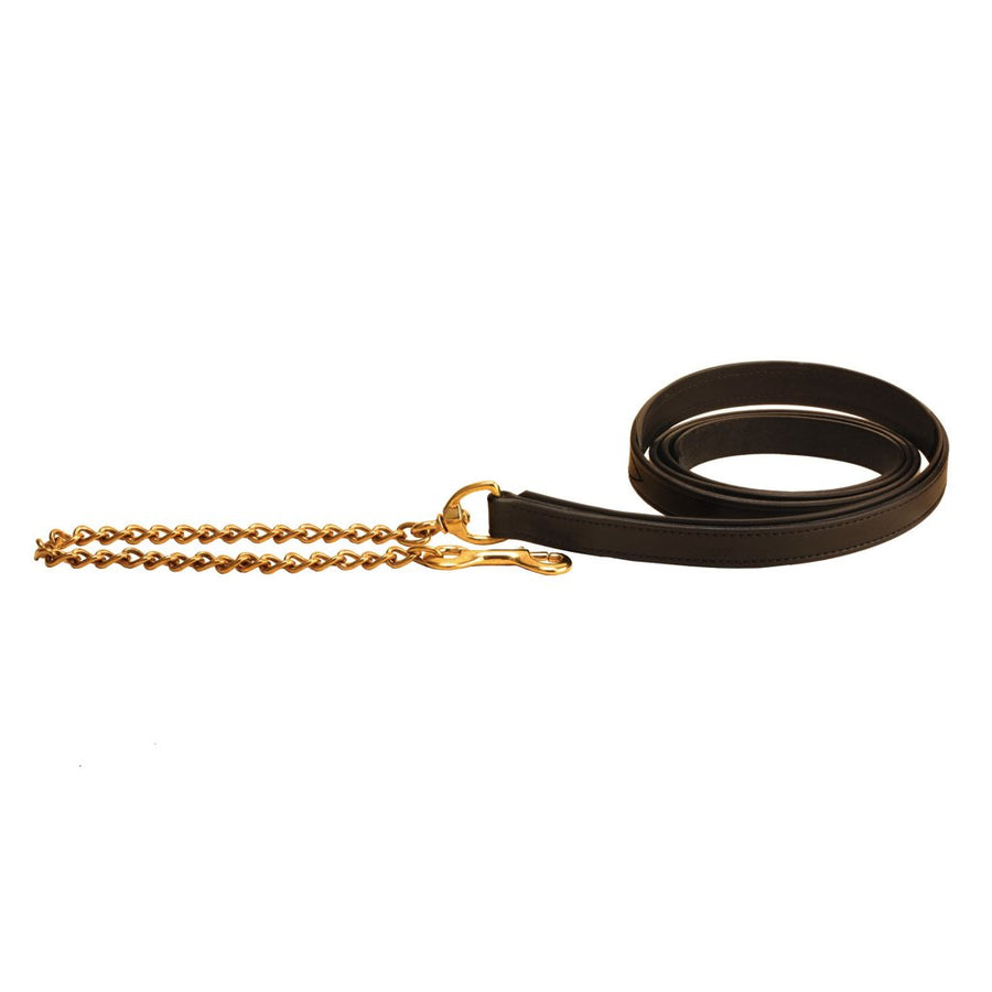 Tory Padded Leather Lead with 24" Brass Chain Havana