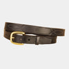 Tory Stitched Pattern Nameplate Leather Riding Belt Black with Brass Hardware