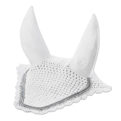 USG Baroness Crochet Ear Bonnet White with Clear Crystals