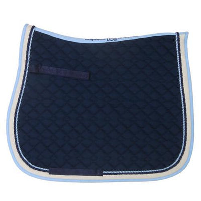 USG Dressage Quilted Square Pad Navy with Ice Blue
