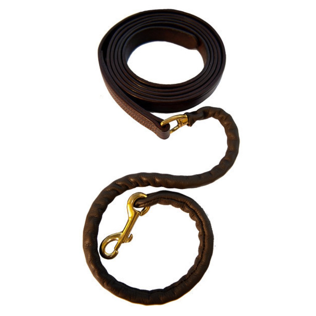 Walsh Leather Lead with Covered Chain